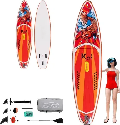 Immagine prodotto di Paddleboard gonfiabile stand-up, materiale PVC, dimensioni 10'6" x 30" x 6", portata fino a 350 libbre, adatto per adulti, superficie antiscivolo