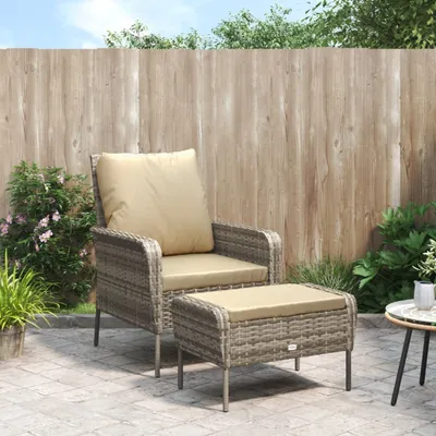 Produktbild von Maison Exclusive - Gartenstuhl mit Fußhocker Hellbraun Poly Rattan