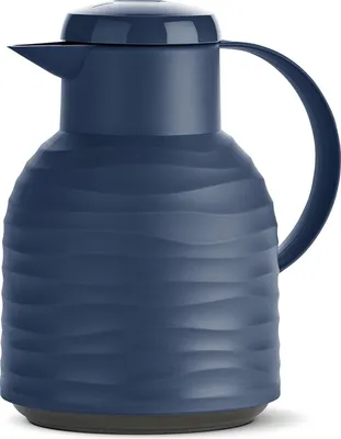 Produktbild von Samba Wave Thermos 1,0 Liter Quick-Press Kunststoffglas Isolierkanne Kaffeekanne: 12 Stunden heiß/24 Stunden kalt 100% dichte Welle Marineblau