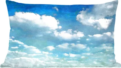 Produktbild von MuchoWow® Zierkissen Sofakissen Wohnzimmer Dekokissen 50x30 cm Wolken - Aquarell - Sommer - Wohnzimmerdekoration - Polster mit Photo