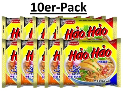 Produktbild von 10er-Pack ACECOOK Instantnudeln Hao Hao Huhn Chicken 74g