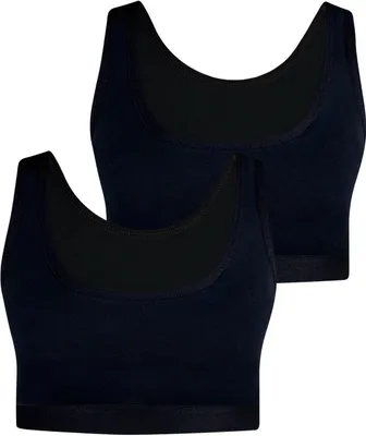 Produktbild von 2 Damen Gepolstert Sport BH  Bustier Trägertop Baumwolle - 36-38 2er Pack Schwarz