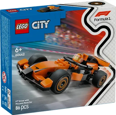 Produktbild von LEGO City F1 Rennfahrer mit McLaren Rennauto - Spielzeug Formel 1 Modell mit Rennwagen und Minifigur - Kleines Geschenk für Jungen und Mädchen ab 6 Jahren oder Motorsport Fans 60442