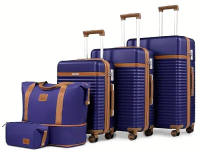 Image de Ensemble de valises - Valises rigides - Valises à roulettes - Ensemble de bagages - Trousse de toilette - 20/24/28 pouces - Coque rigide en ABS