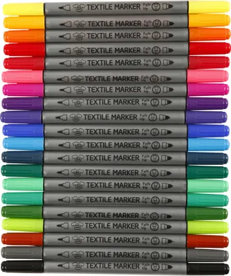 Obrázok produktu pre Textilný popisovač, štandardné farby, šírka čiary 2,3+3,6 mm, 20 ks/ 1 balenie