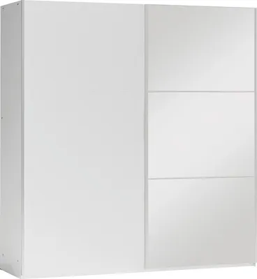 Produktbild von BETTSO Zweitüriger moderner weißer Kleiderschrank GOVI 150 mit Spiegel für das Schlafzimmer