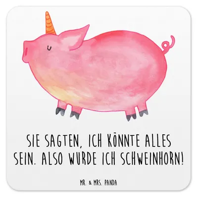Produktbild von Mr. & Mrs. Panda Untersetzer für Gläser Einhorn Schwein 10er Set - Weiß - Geschenk, Spaß, Spruch, Tassenuntersetzer, Tassen, Glas-Untersetzer, Coaster, Einhörner, Unicorn
