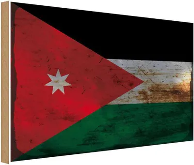 Produktbild von vianmo Holzschild 12x18 cm Jordanien Jordan Rost Flagge Fahne Wappen