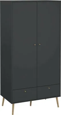 Produktbild von Kleiderschrank 2 Türen Kahina, Schlafzimmermöbel, Schrank, Garderobe, 99x58 h200 cm, Grau