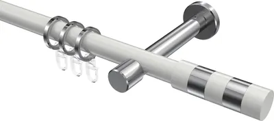 Produktbild von Interdeco Gardinenstange / Vorhangstange Weiß / Chrom, Typ Prestige Mavell (Zylinder Bicolor), 20 mm Ø 1-läufig, 260 cm