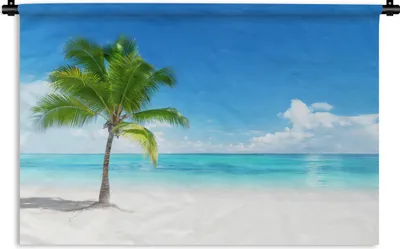Produktbild von MuchoWow® Wandteppich Wandbehang Palme - Strand - Meer - Sommer 60x40 cm Tapisserie Dekoration Wandtuch - Wanddekorationen