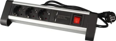 Produktbild von Perel Steckdosenleiste mit Schalter, 3 Steckdosen mit Schutzkontakt (Schuko, Typ F), 2