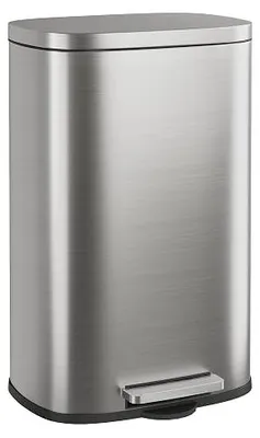 Imagen del producto de Cubo de basura para cocina, 50 litros, cubo de residuos de acero inoxidable, tapa con cierre suave