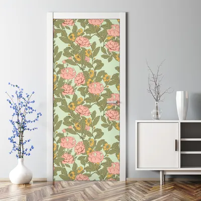 Produktbild von Dekorative Aufkleber selbstklebend Klebefolie Abnehmbarer Türposter Vintage Blumen Retro 85 x 200 cm
