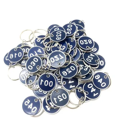 Produktbild von Runde Schlüsselanhänger mit Zahlen aus Metall, 1-50, 50 Stück