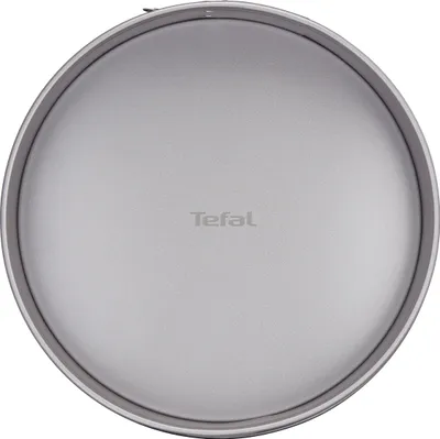 A top-down view of a round baking pan.