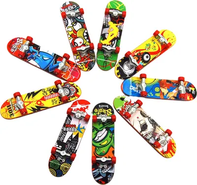 Produktbild von Finger-Skateboard-Set, 9-teilig, zufällige Auswahl, Mini-Finger-Skateboard, professionelle Finger-Skateboards aus Legierung, kreatives Geschenk für Kinder