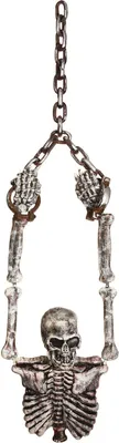 Produktbild von Halloween Skelett an Kette - Hängende Grusel Deko - Realistisches Knochengerüst - 5 cm