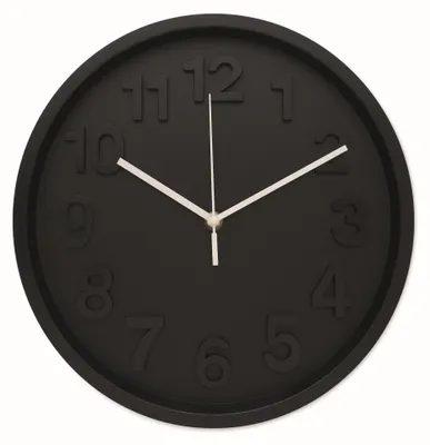 Runde Wanduhr 30 cm, geräuschloses Uhrwerk, große Ziffern, schwarz