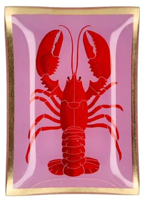 Produktbild von Gift Company Glasteller Love Plates M, Hummer, Dekoteller, Ablage, Glas, Rosa / Rot, 10 x 14.2 cm, 1213404012