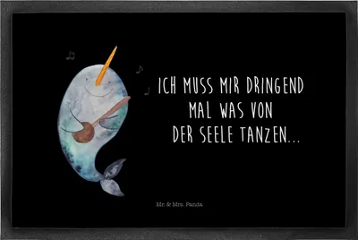 Produktbild von Mr. & Mrs. Panda Bodenvorleger Narwal Gitarre 50 x 75 cm - Schwarz - Geschenk, Wal, Gespräche, Problemlösung, Schmutzmatte, Tanzen, Meer, Schmutzfangmatte, fußmatte
