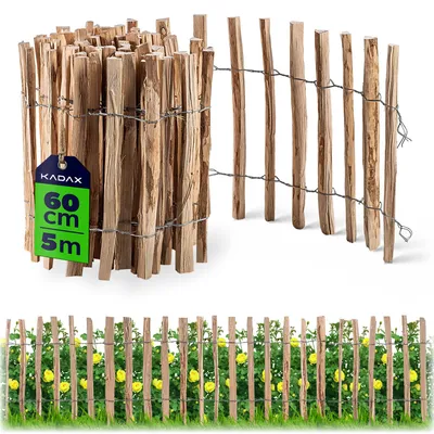 Produktbild von KADAX Zaun aus Hasel "Karo", witterungsbeständige Staketen, Naturprodukt, abstand 4-6cm, 60cm