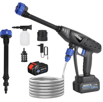 Image de Nettoyeur haute pression sans fil - Pistolet à eau sans fil - 20 bars - Compatible 18 V - 1 batterie incluse - Pour le lavage de voiture et le jardin
