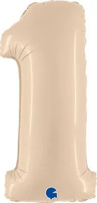 Zdjęcie produktu dla Balon Foliowy Cyfra 1, Satynowa Kremowa 102cm Grabo