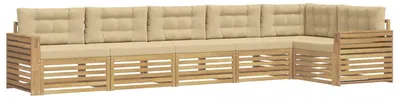 Productafbeelding van vidaXL Buitenloungeset, 6-delig, wit en beige, polyester