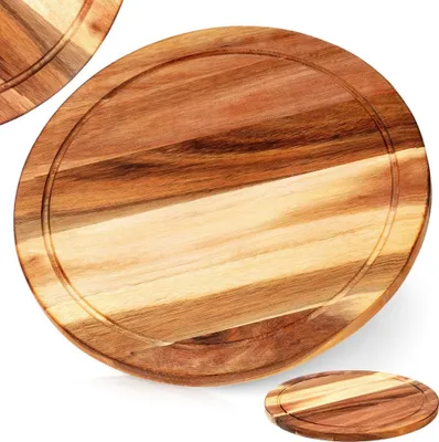 A wooden cutting board is shown against a white background.