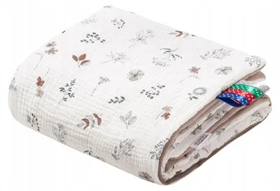 Obrázek produktu pro Jukki dětská deka 55x75 cm oboustranná – s výplní a senzorickými stužkami – Simply Nature Muslin & Latte Velvet