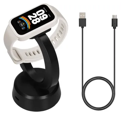 Produktbild von kwmobile USB Ladegerät kompatibel mit Xiaomi Mi Band 10 / Band 9 / 8 / 8Pro / Redmi Watch 3 Active - USB Kabel Charger Stand - Smart Watch Ladestation