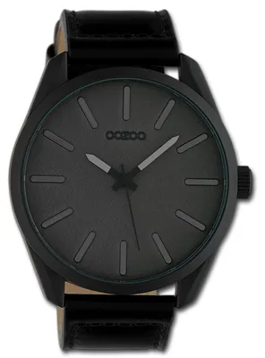 Productafbeelding van Oozoo dames- en herenhorloge, zwarte leren band, quartz, analoog, model D3UOC10324
