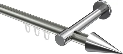 Produktbild von Interdeco Innenlaufstange / Gardinenstange mit Innenlauf Edelstahl-Optik / Chrom, Typ Prestige Savio (Kegel), 20 mm Ø 1-läufig, 180 cm
