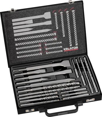 Image de Kreator SDS Perceuse + burineur acier 17 pcs. avec coffret de rangement