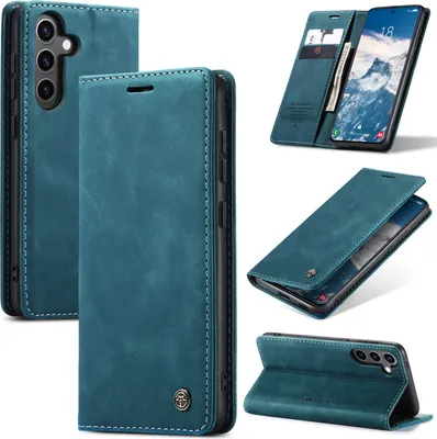 Obrázek produktu pro Pouzdro pro Samsung Galaxy S24 FE, RetroPolyuretanKožené Pouzdro s Funkcí Stojánku modré