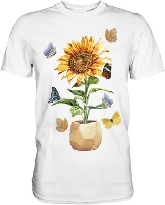 Produktbild von Frauen Sonnenblume Schmetterlinge T-Shirt – White / M