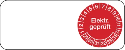 Produktbild von Dreifke® Kabelprüfplakette Elektr.  für 29 rot/weiß - 50x20 mm Folie s...