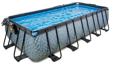 Produktbild von EXIT Stone Rahmenpool 540x250x122cm, Aufstellpool, mit Sandfilteranlage & Überdachung, Rechteckig, Grau