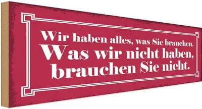 Produktbild von vianmo Holzschild 10x27 cm wir haben alles was Sie brauchen Spruch Zitat