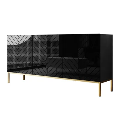 Produktbild von Kommode SANTILE auf goldenen Beinen, schwarz glänzend
