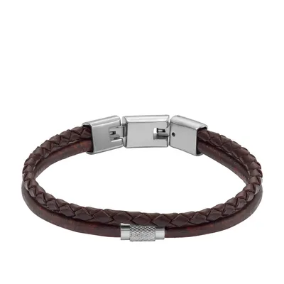 Obrázok produktu pre FOSSIL Náramok All Stacked Up Multi-Row Leather Bracelet Brown tmavohnedý