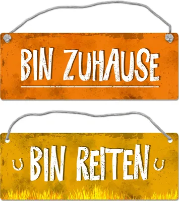 Produktbild von Bin reiten - Bin Zuhause Wendeschild mit Kordel Schild Türschild Türhänger