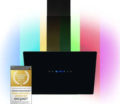 Produktbild von Exquisit Dunstabzugshaube KFD617-2L schwarz | Metallfettfilter | Touch-Control