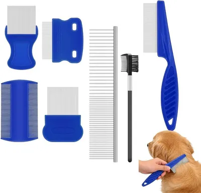 Set von 7 Floh- und Läusekämmen für Hunde und Katzen