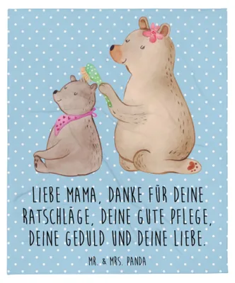 Produktbild von Mr. & Mrs. Panda Plaid Bär Kind - Blau Pastell - Geschenk, Tagesdecke, Sofaüberwurf, Muttertag, Mama, Decke, Mutter, Kuscheldecke, Bettdecke, Familie
