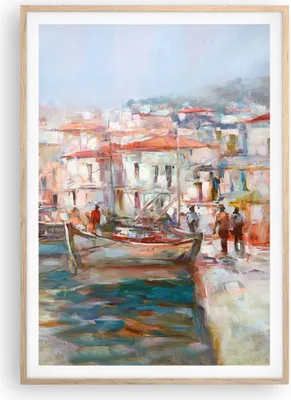 Produktbild von Gerahmtes Poster - Rahmen in heller Eiche - Insel Boote Hafen - 70x100 cm - Wand Bild - Wanddeko - Wandbilder - Kunstposter - Wandposter - Bilderrahmen - Bilder - Kunstdruck - P2NPA70x100-4852