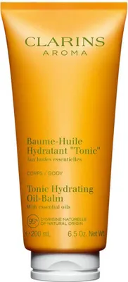 A product shot of a Clarins body lotion tube.