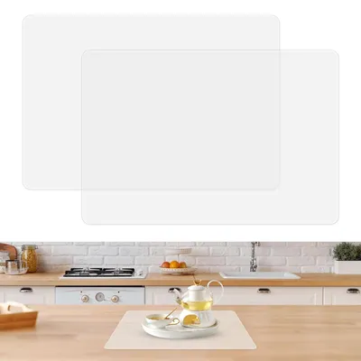 Image de Tapis en silicone en deux parties, tapis en silicone transparent pour les loisirs créatifs, tapis de table antidérapant en silicone, tapis de cuisson en silicone sans BPA pour la cuisine et la table à manger (40 x 30 cm)