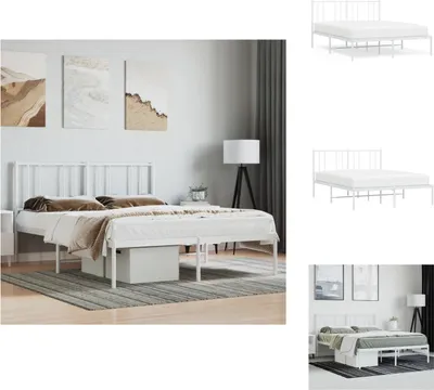 Produktbild von vidaXL Bettgestell mit Kopfteil Metall Weiß 140x200 cm -  Betten & Bettgestelle